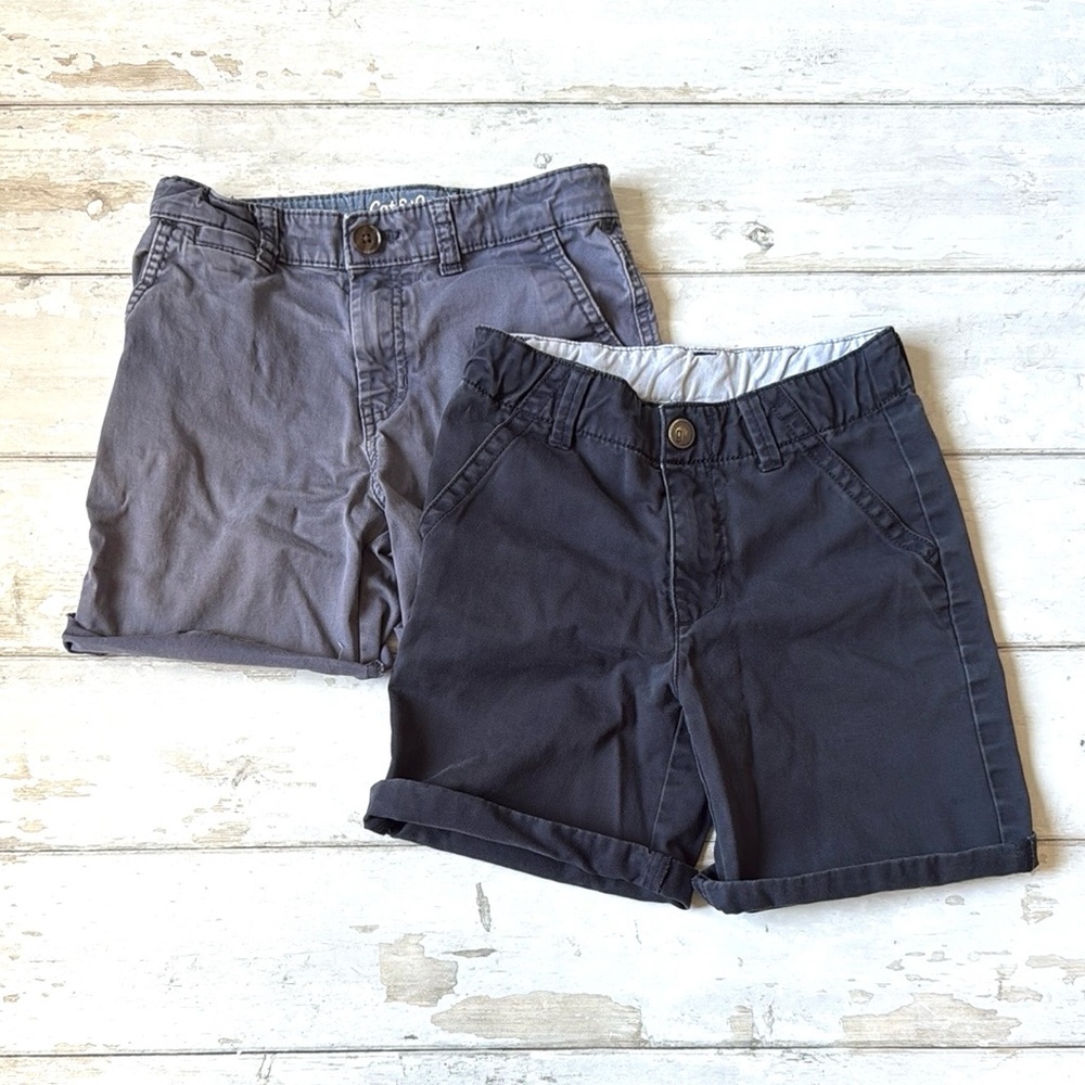 Boys Size 6 7 Kids Gray & Navy Blue Shorts Set of 2 Gymboree Cat & Jack 6/7